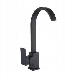  Mosogató Csaptelep Konyhai Csaptelep Álló Fekete Matt Lekerekített Magas (6002033v2)
