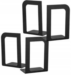  Szett 4 db fekete fém könyvtámasz, klasszikus aszimmetrikus loft stílusban (Zestaw 4 podpórek do książek asymetria)