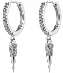  Ezüst színű, csepp alakú, jégcsap fülbevaló, 20 mm-es, sebészeti acélból, Drop, ezüstözött (5905884051979)