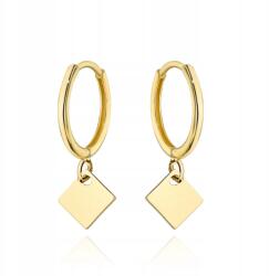 Lovrin Arany 585 klasszikus karika fülbevaló, függő, mozgó rombusz elemmel, 14 karátos (Lovrin)