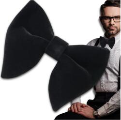 EdiBazzar Csokornyakkendő bársonyos fekete állítható férfi csokornyakkendő elegáns klasszikus (Muszka męska regulowana mucha czarna)