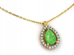 Lovrin Arany nyaklánc 585 zöld cirkónia könnycsepp 2, 15g modern divatos minta 14k (Lovrin 67726)