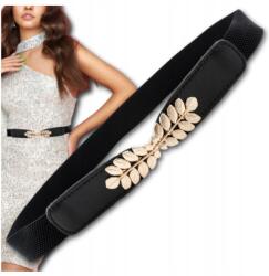 EdiBazzar Divatos Keskeny Női Öv Elasztikus arany levél derék ruha fekete (5905204480502)