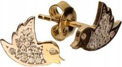 Lovrin Arany fülbevaló 585-ös finomságú, stekkeres, cirkónia köves, madár mintás, elegáns, ajándéknak is kiváló (Jubiler Lovrin)