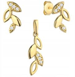 Lovrin Ékszerszett 585-ös aranyból, levél mintás fülbevaló és medál, 1, 65g (59309396)