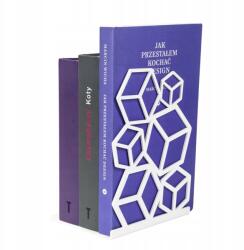  Fehér fém könyvtámasz, 3D kockás, loft stílusú, gyerekeknek és fiataloknak (Podpórka do książekgeometria)