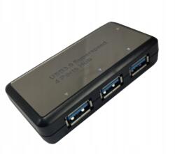 4-portos Usb Hub Elosztó/Töltő, USB-A->4xUSB3.0, BYL-1812, fekete (BYL-1812)