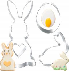  Nagy Húsvéti Kekszkiszúrók Rozsdamentes Acélból Nyúl, Tojás, Szív (B0DP43GW22)