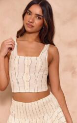 Prettylittlething Bézs Felső Illeszkedő Csíkos Mintával Prettylittlething 38