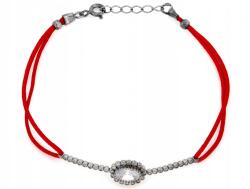 Lovrin Ezüst 925 karkötő cirkónia kövekkel, piros zsinóron, 2.14g, 19-es méret (62218174)