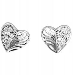 Lovrin 925-ös ezüst fülbevaló szív alakú, áttört mintával és cirkónia kövekkel ajándéknak is kiváló