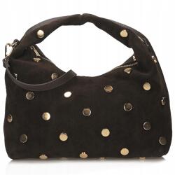 Toscanio Női fekete velúr táska szegecsekkel - elegáns táska díszítéssel