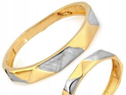 Lovrin Arany gyűrű 585 karikagyűrű háromszögekkel díszítve, sárga és fehér arany, r19-es méret (Lovrin)