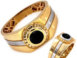 Lovrin Kétszínű arany pecsétgyűrű 585 fekete szintetikus kővel 5, 05g r22 14k (62108424)