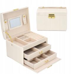 Korbi Ékszertartó Doboz Tágas Elegáns Doboz Tükörrel Fehér (KUFEREK BIAŁY KORBI)