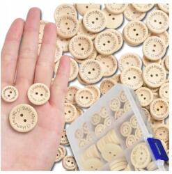Gombok gomb szett 140 db-os fa gomb kerek ruha dekorációs mix (Zestaw guzików 150 szt + pojemnik handmade)