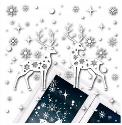 2 darabos rénszarvas ablakmatrica szett, ünnepi dekoráció (Zestaw 6 arkuszy naklejek na okno szybę)