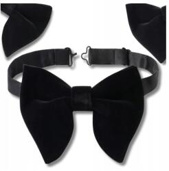 EdiBazzar Férfi fekete állítható csokornyakkendő elegáns klasszikus bársony (Muszka męska czarna regulowana mucha)