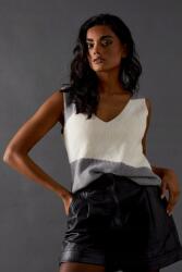 Warehouse Krémszürke Kötött Bordázott Klasszikus Mellény Warehouse M