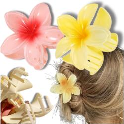  2 db-os hajcsat szett, nagy hajcsatok, Plumeria virágos csatok (Zestaw 2 szt spinki do włosów hawajski styl)