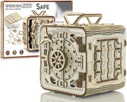 Wooden City Fa 3D Puzzle Modell Szett Széf Persely Pin Kóddal Wooden. City (WR322)