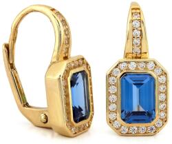 Lovrin Angol arany 585 fülbevaló kék, téglalap alakú cirkóniákkal, 3.98g (Lovrin)