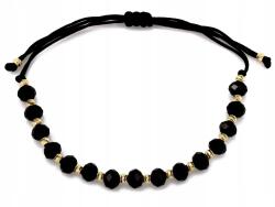 Lovrin Zsinór karkötő fekete cirkónia és 585-ös arany gyöngyökkel, 19 cm hosszú (Lovrin)