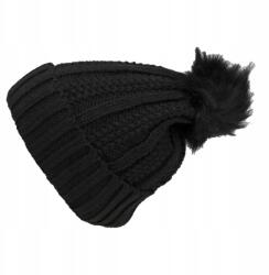  Meleg, bélelt téli sapka pomponnal, női, rugalmas, vastag (Damska czapka zimowa ocieplana urocza pompon)