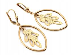 Lovrin Arany függő fülbevaló 585, áttört ovális mintával, 3.78g, elegáns 14 karátos design