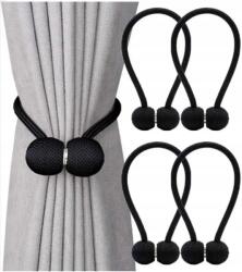 NOW-ART Mágneses Csipesz, Csat, Rancoló Függönyökhöz, Dekoratív Zsinór, Fekete (SPINKA NA MAGNES DO ZASŁON SZNUREK)