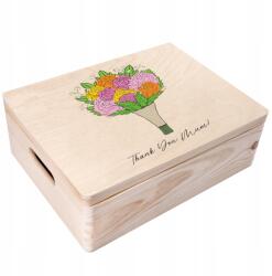 Creative Deco Fából készült doboz ajándékba születésnapra, névnapra, anyák napjára, gravírozott esküvői doboz 40x30 (JANCDSD140CUSTOMMDAYBOUQUETFBM)