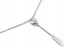 Lovrin Ezüst nyaklánc nyakkendő szív és toll medállal, 925-ös ezüst, 45 cm