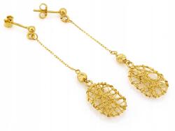 Lovrin Női arany fülbevaló 585 hosszú láncokkal, áttört ovális díszítéssel 14K