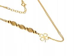 Lovrin 925-ös sterling ezüst női nyaklánc aranyozott lóherével, divatos medál (Lovrin 64451)