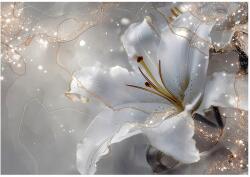 Wallarena Fotótapéta Virágok Liliomok Absztrakció Szürke Arany Fehér Glamour 150x105 (FOTOTAPETA ŚCIENNA 16115VX3)