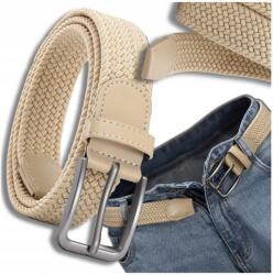 EdiBazzar Rugalmas bézs öv, férfi, fonott, nadrághoz, ezüst csat (Elastyczny męski elegancki beżowy pleciony)