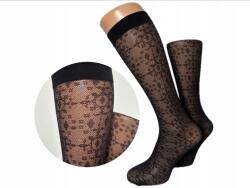 PREDA Női térdzokni, áttört, geometrikus mintás, fekete, 1 pár, mintás