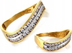 Lovrin Arany Gyűrű 585 hullám mintával, két sor fehér cirkóniával, r17 aranyból