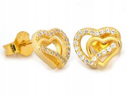 Lovrin Női ezüst fülbevaló 925 szív cirkónia kövekkel, 1.25g, könnyű, stekkeres (62435910)