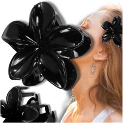 EdiBazzar Hajcsat virágos csattal, Plumeria, nagy méretű, ajándék, fekete (Spinka do włosów hawajski styl duża szczęka)