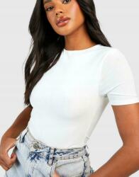 Boohoo Ekrü Sima Klasszikus Testhezálló Felső Rövid Ujjú Póló Boohoo 40