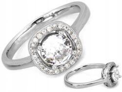 Lovrin Ezüst gyűrű 925 négyszögletes markiz 2.87g fehér cirkónia kövekkel 17-es méret ajándék