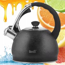 Berretti Hagyományos Teásforraló Indukciós Gáz Tűzhelyhez Acél Fekete Berretti 2, 0L Síppal (BR-7450)