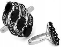 Lovrin Női ezüst gyűrű 925 fekete cirkóniákkal és markazitokkal, 20-as méret (55150689)