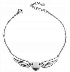 Lovrin 925-ös ezüst karkötő szívvel és origami szárnyakkal, celebkarkötő ajándékba