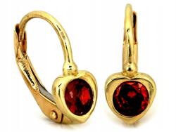 Lovrin Arany fülbevaló 585-ös (14 karátos) angol kapcsos szív piros cirkónia kővel 1, 07g ajándéknak is kiváló