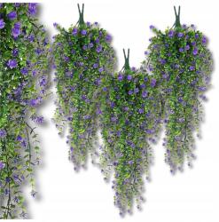  Művirág Függő Virágfüzér Borostyán Csokor Ágak 3db (Bukiet wiszące kwiaty bluszcz fioletowe)