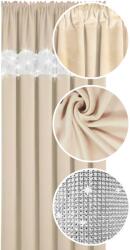 NOW-ART Kész függöny, sima, 145x230 cm, cirkónia kövekkel, matt készfüggöny, flitterekkel (Zasłony gotowe cyrkonie 230 jasny beż)