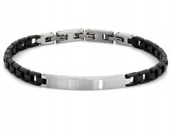 Lovrin Divatos acél karkötő gravírozható lappal, 5, 5 mm-es fekete elemekkel, 22-es méret (56748083)