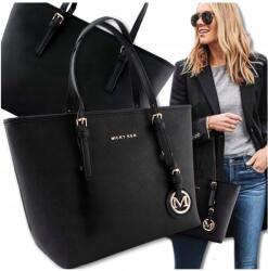 EdiBazzar Női fekete Bőr Tágas A4-es Táska városi klasszikus válltáska (Torebka Damska TORBA MIEJSKA SKÓRZANA)